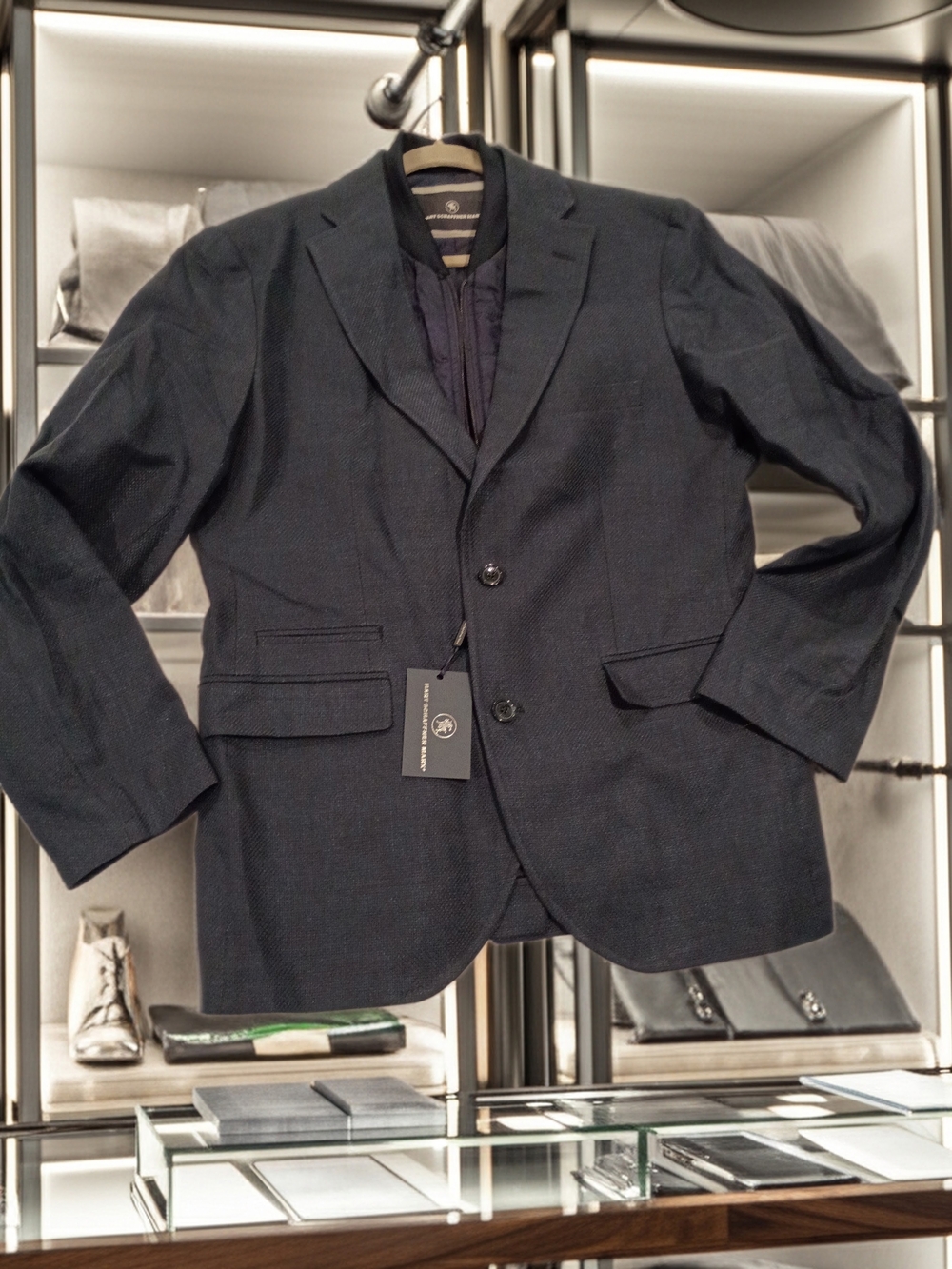 NWT Hart Schaffner Marx Navy Sport Coat - Two-Button Blazer With Removable Vest